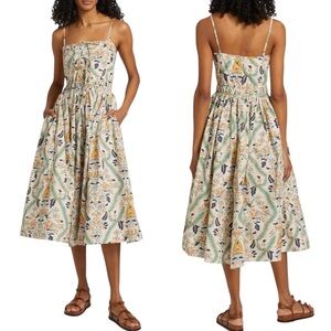 Rhode Katrina Cotton Midi Dress Geometric Print Size 8